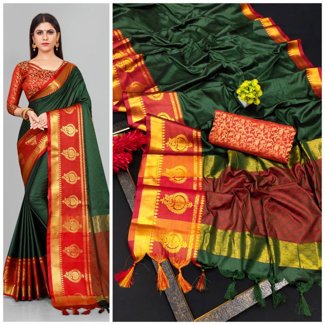 Fancy Cotton Silk Fancy Ethnic Wear Designer Saree Collection